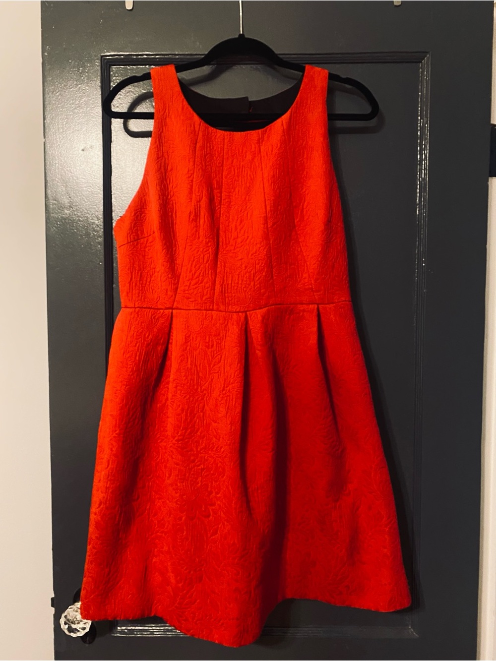 Moulinette Soeurs Bright Red Textured Sleeveless Fit-and-Flare Dress